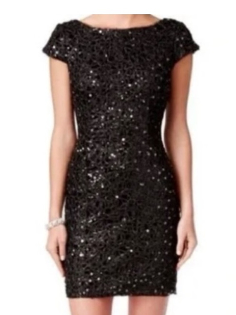 🔥Bundle 3 for $50🔥 Adrianna Papell Black Sequin Cap Sleeve Shift Dress PLUS SIZE - Picture 3 of 8